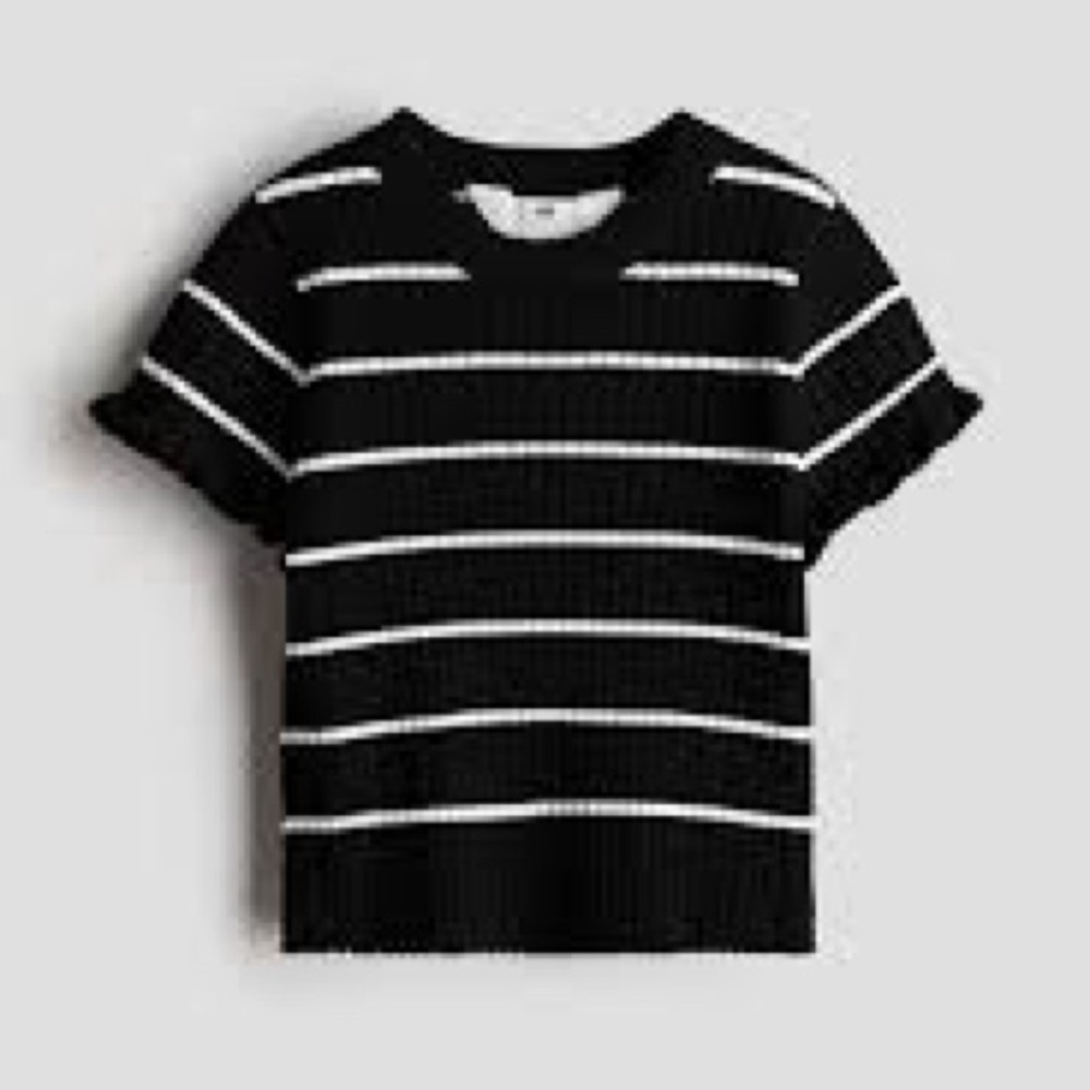 H&M Striped Knit Short-Sleeve Top